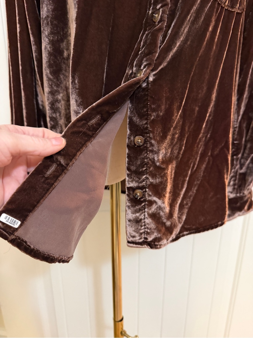 Pilcro Chocolate Brown Velvet Button-Front Blouse Jacket Sz Large - Picture 6 of 17